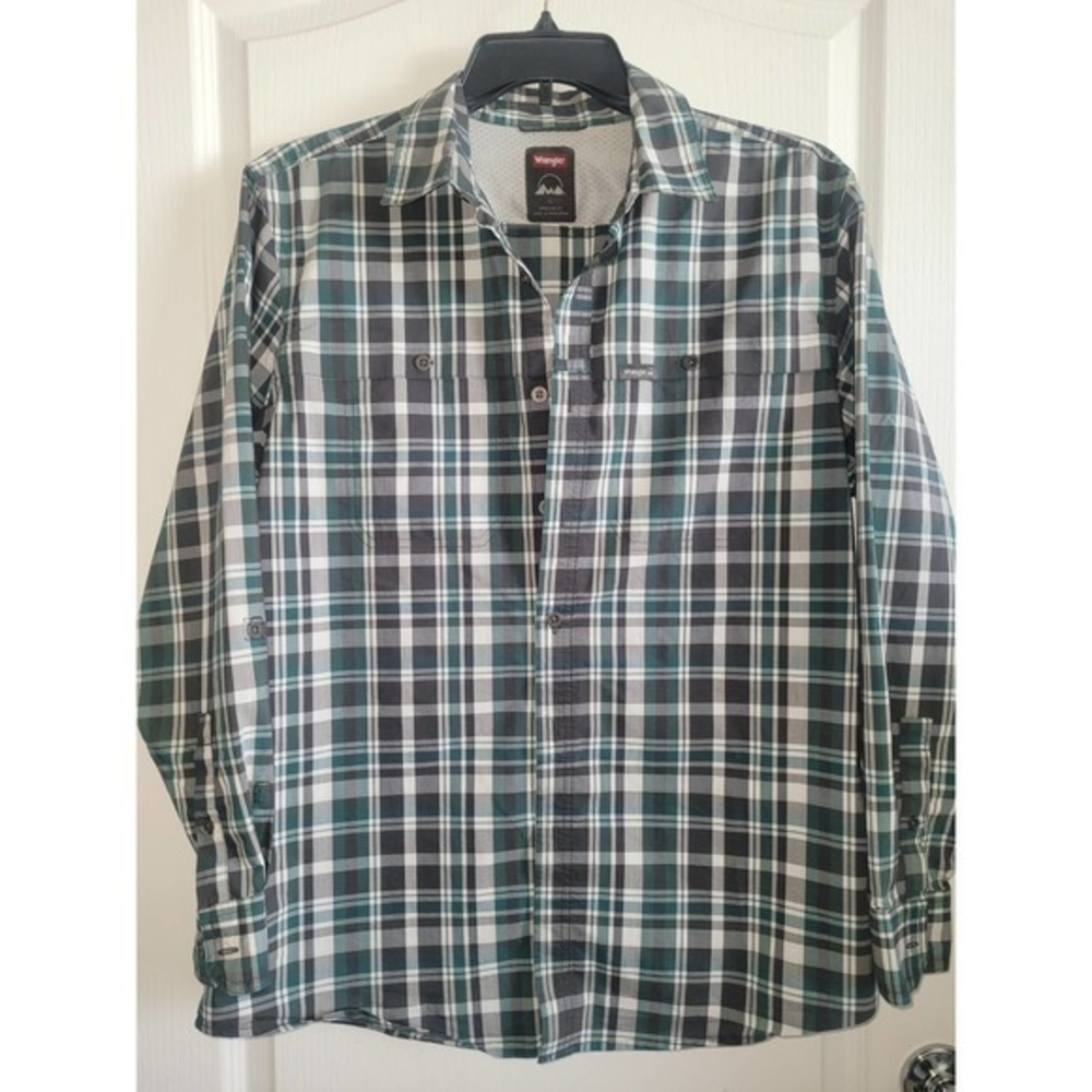 Wrangler Mens Blue‎ & Green Button up Shirt size L